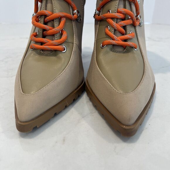 Steve Madden Boots Womens 9 M Karey Ankle Booties Boots Beige Fabric Leather - Picture 8 of 14